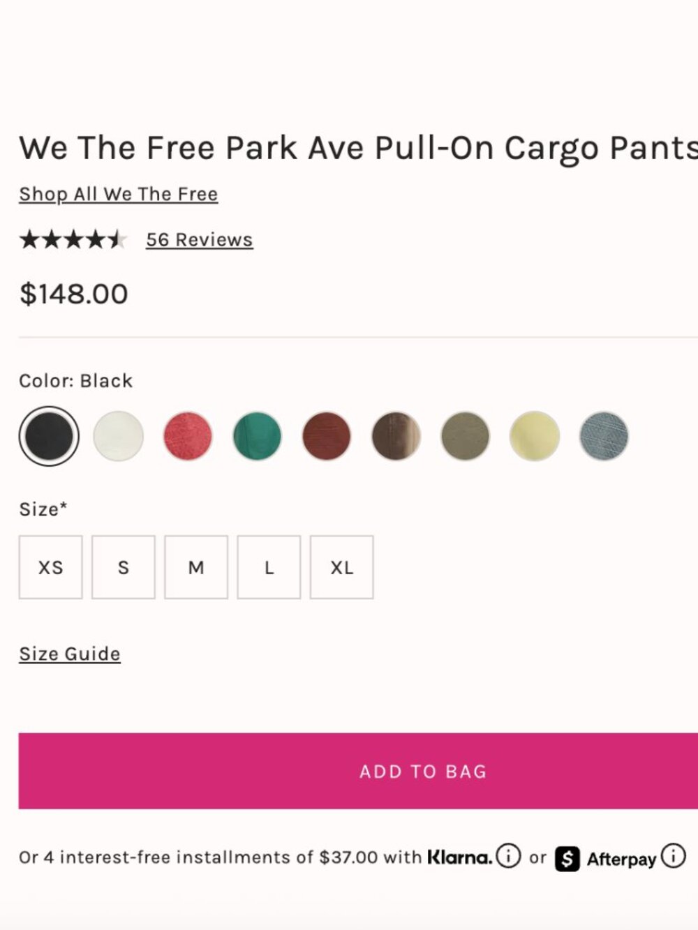 We The Free Park Ave Pull-On Cargo Pants – Black – Size M - Picture 9 of 9